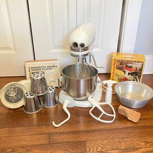 KitchenAid Hobart Model K5-a White 10 Speed Mixer & Attachments